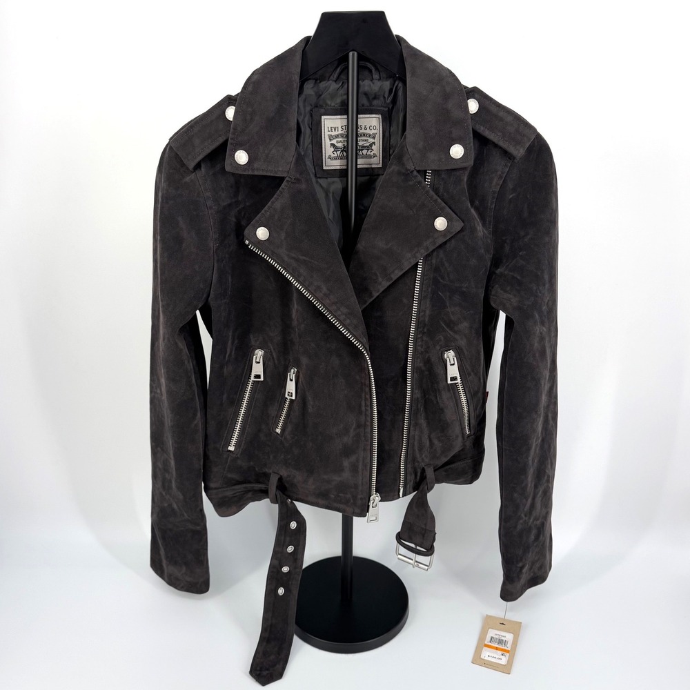 Levi's Moto Jacket Women S Black NWT Suede Asymmetrical Belted Biker